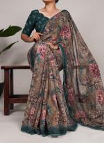 Georgette Beige Casual Wear Printed Saree